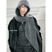 feytiy 含羊毛时髦复古巴拉克拉法帽秋冬保暖帽子围巾一体韩国ins