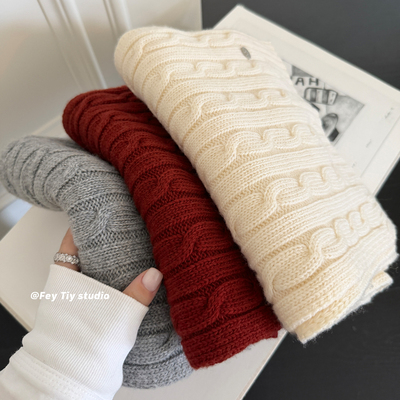 英伦风麻花纹羊毛围巾保暖围脖