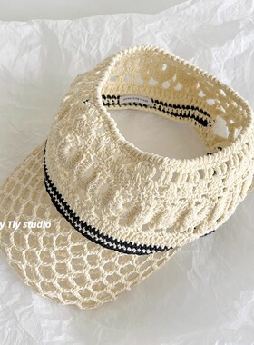 feytiy 定制防uva帽檐手工钩织空顶棒球帽防晒夏季防紫外线鸭舌帽