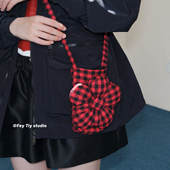 时尚 feytiy 格子小花凹造型mini斜挎包女休闲冬季 百搭手机零钱包