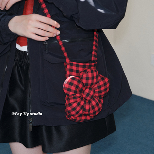 百搭手机零钱包 时尚 feytiy 格子小花凹造型mini斜挎包女休闲冬季