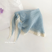 奶油色韩国ins春夏百搭新款 feytiy 苎麻三角巾裙帘丝巾两用 领巾