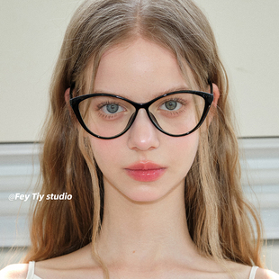 feytiy 早八人 防蓝光猫眼平光眼镜素颜显脸小可换度数眼镜框新款