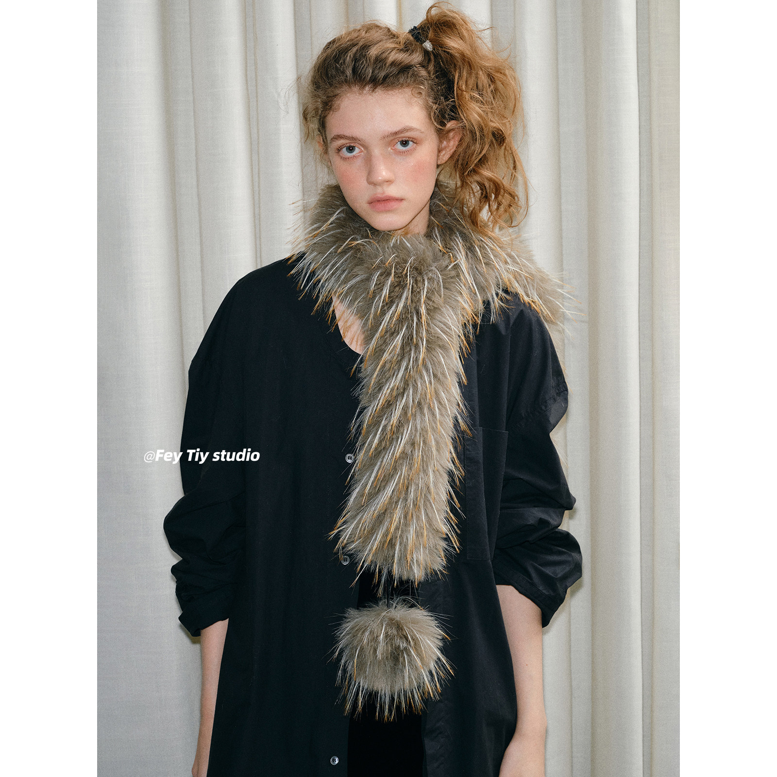 feytiy 环保皮草毛毛2个球球围巾辣妹y2k轻亚时髦冬季毛保暖毛领,服饰配件/皮带/帽子/围巾,围巾/丝巾/披肩,淘宝优惠券,粉丝福利购,淘宝优惠卷