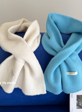 feytiy 100%澳洲羊毛 可穿插纯色围巾女秋冬季加厚百搭针织围脖男