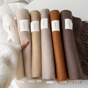 2026新款 秋冬季 网红保暖仿羊绒披肩韩版 驼色围脖 定制纯色围巾女