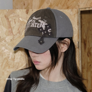 棒球帽女春新款 贴布刺绣个性 遮阳鸭舌帽休闲潮帽 甜酷girl feytiy