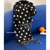 柔软亲肤加厚加大橘波点围巾披肩女冬季 feytiy 复古双面 保暖围脖