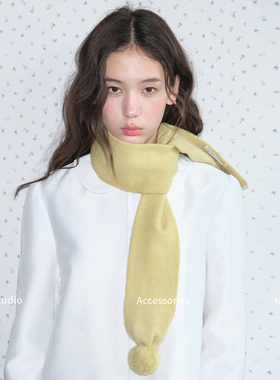 可爱俏皮毛球针织围巾秋冬保暖