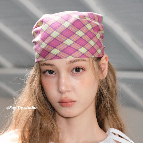 棉100%时髦彩色格子方巾包头巾女