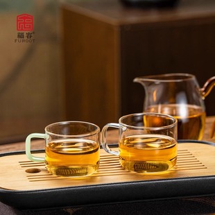 福容 佰享杯水杯加厚耐高温带把小容量玻璃杯150ml透明品喝茶茗杯