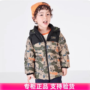 正品清仓男童冬款中长款羽绒服中小童休闲加厚儿童卡通保暖外套潮