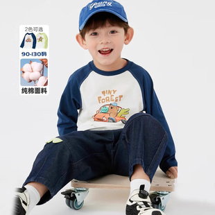 男童长袖T恤春秋纯棉打底衫儿童精梳棉洋气上衣中小童卡通宝宝潮