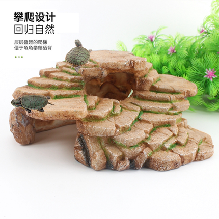 乌龟晒台乌龟缸爬台 爬坡晒背台景观石躲避屋树脂仿真石头浮台
