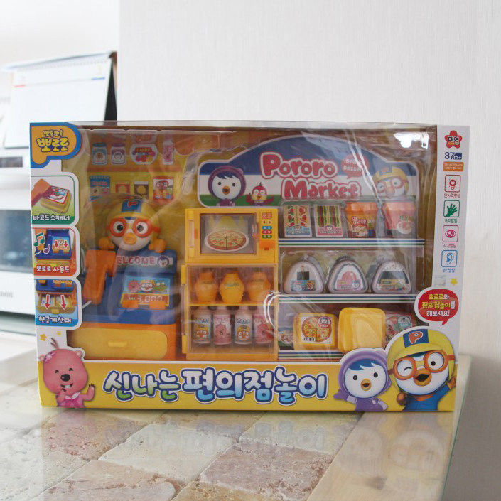 韩国进口 Pororo 小企鹅仿真贩卖收银台便利店早教益智过家家玩具