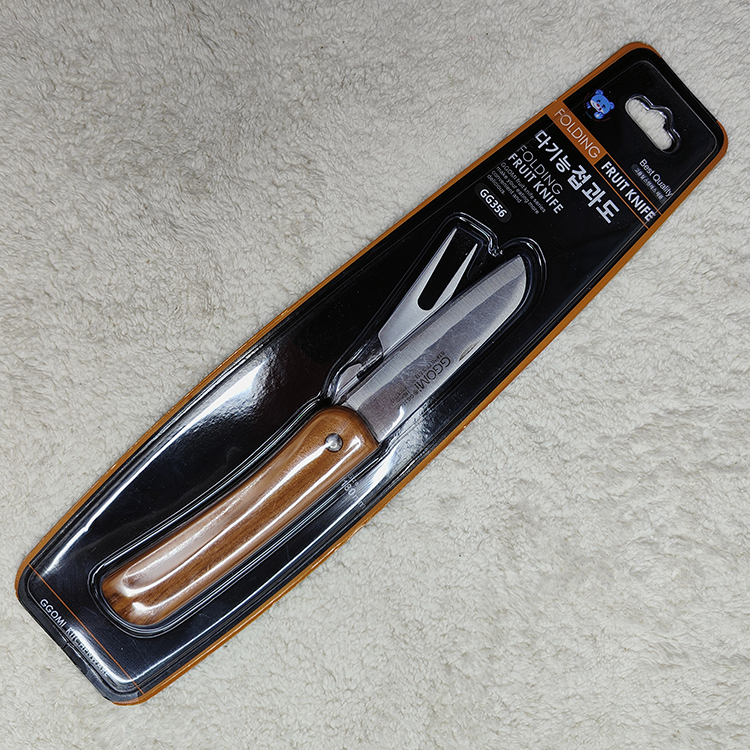 韩国GGOMI多用不锈钢折叠水果刀削皮器打皮刀水果叉瓶起子 GG356