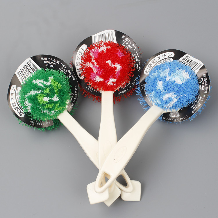 日本进口长柄花形锅刷不粘油锅刷洗锅刷洗碗洗锅刷厨房多用清洁刷