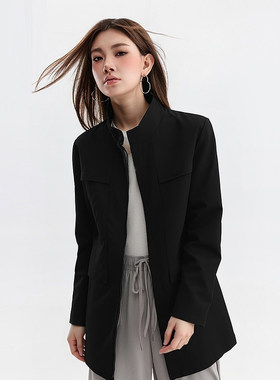 【H家】撤标撤柜！2025春季女士简约休闲时尚百搭立领中长款夹克