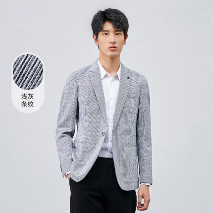 外贸男装工厂撤标尾货秋季新款休闲条纹修身男士西装西服外套男