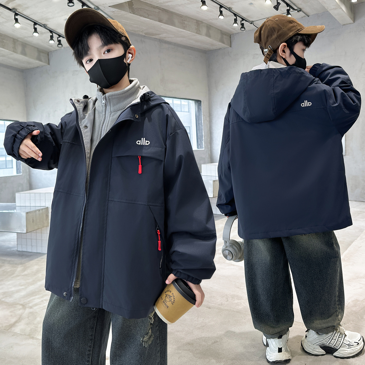 男童冲锋衣三合一可拆卸冬款外套