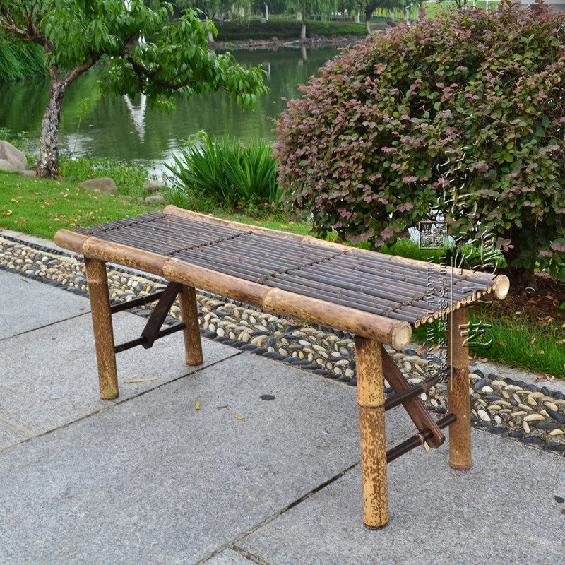 中式茶馆手工竹长凳换鞋凳紫竹缘台日式竹凳庭院装饰竹家具竹椅