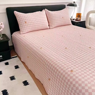 2026新款高级双面纯棉床盖全棉斜纹夹棉花榻榻米炕盖大床三件套