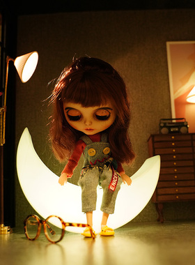 6分bjd娃屋ob11配件blythe迷你家具手机彩光月亮灯钓鱼灯台灯合集