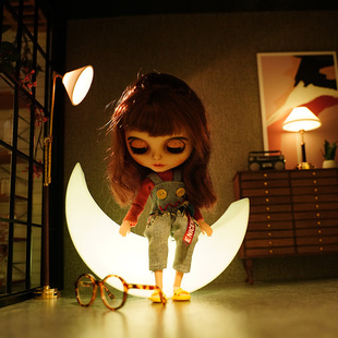 6分bjd娃屋ob11配件blythe迷你家具手机彩光月亮灯钓鱼灯台灯合集