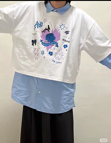 Ado纯棉短款印花T恤