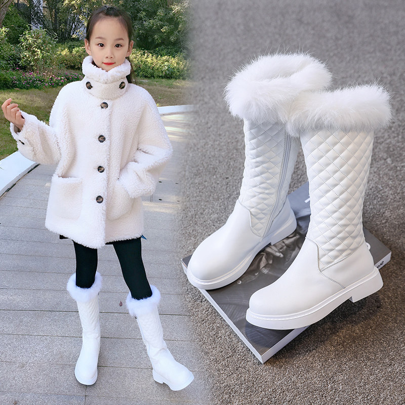 加绒棉靴小女孩洋气高筒雪地靴