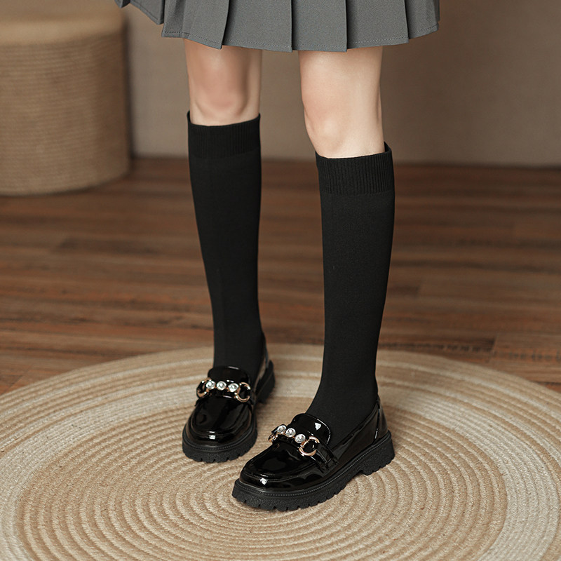 VTVK女童长筒靴子2026秋冬新款大童加绒高筒靴小女孩弹力公主袜靴