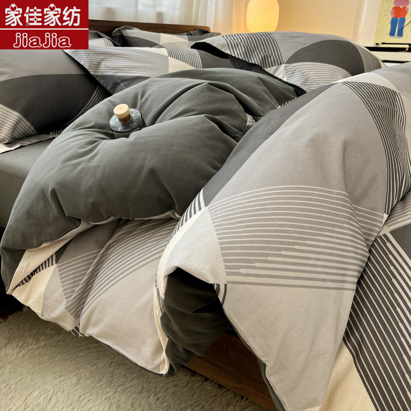 全棉磨毛被套加厚保暖单件ab版