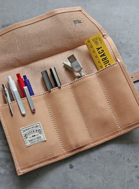 多功能植鞣革头层真皮牛皮工具袋笔袋