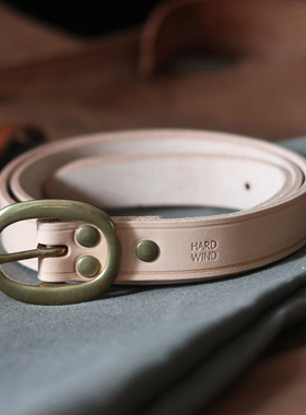 HARDWIND Vintage复古茶芯牛皮真皮窄款休闲正装针扣皮带腰带