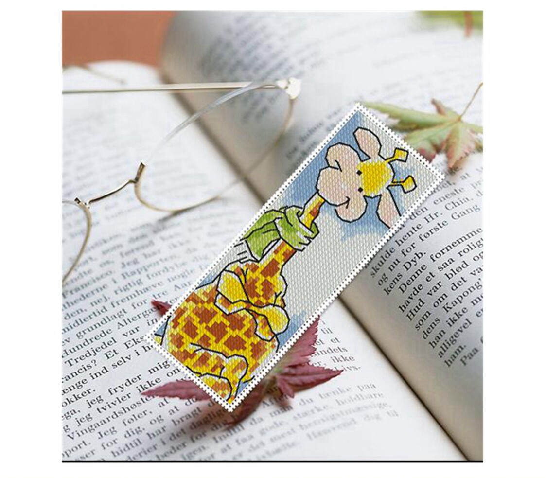 十字绣书签双面绣手工作业礼物动物长颈鹿儿童手工