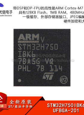 原装 STM32H750IBK6 UFBGA-201 ARM Cortex-M7 32位微控制器-MCU