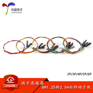 GH1.25带锁扣转2.54杜邦1P端子线 2/3/4/5/6P杜邦头连接线 长20CM