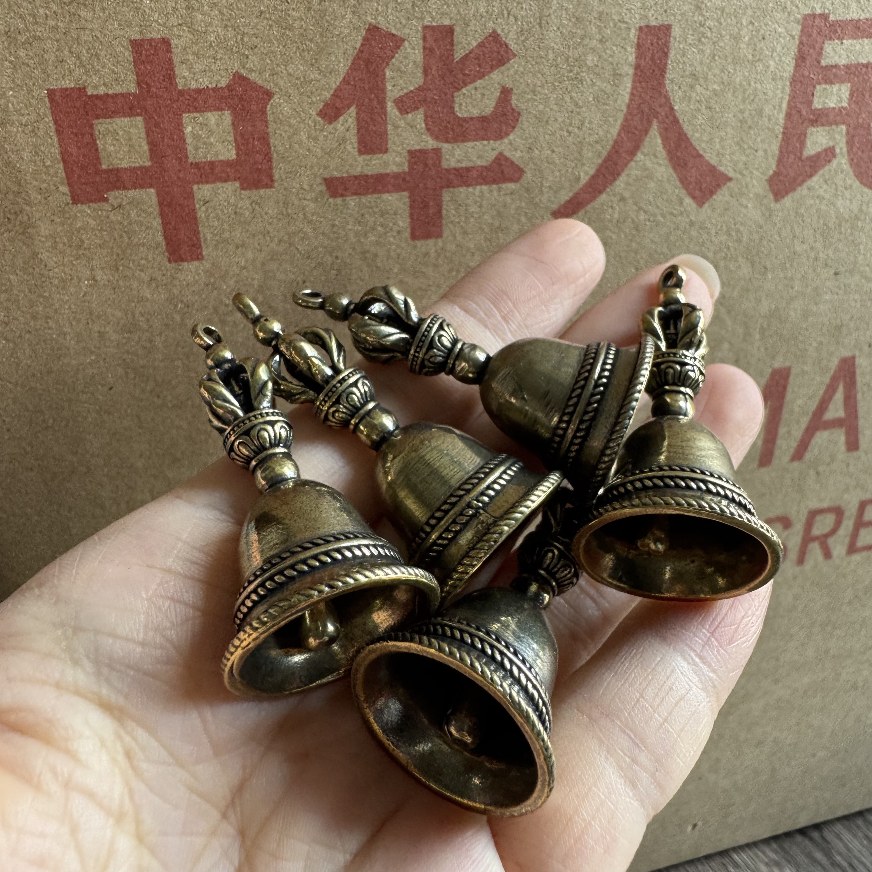 库存几十年老物件黄铜降魔杵铃铛会响吊坠铜法器复古挂件
