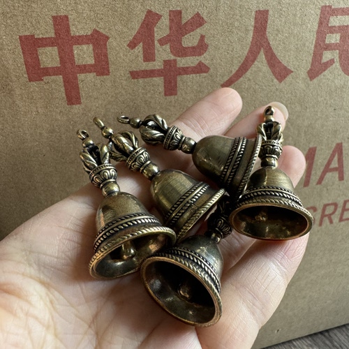 库存几十年老物件黄铜降魔杵铃铛会响吊坠铜法器复古挂件