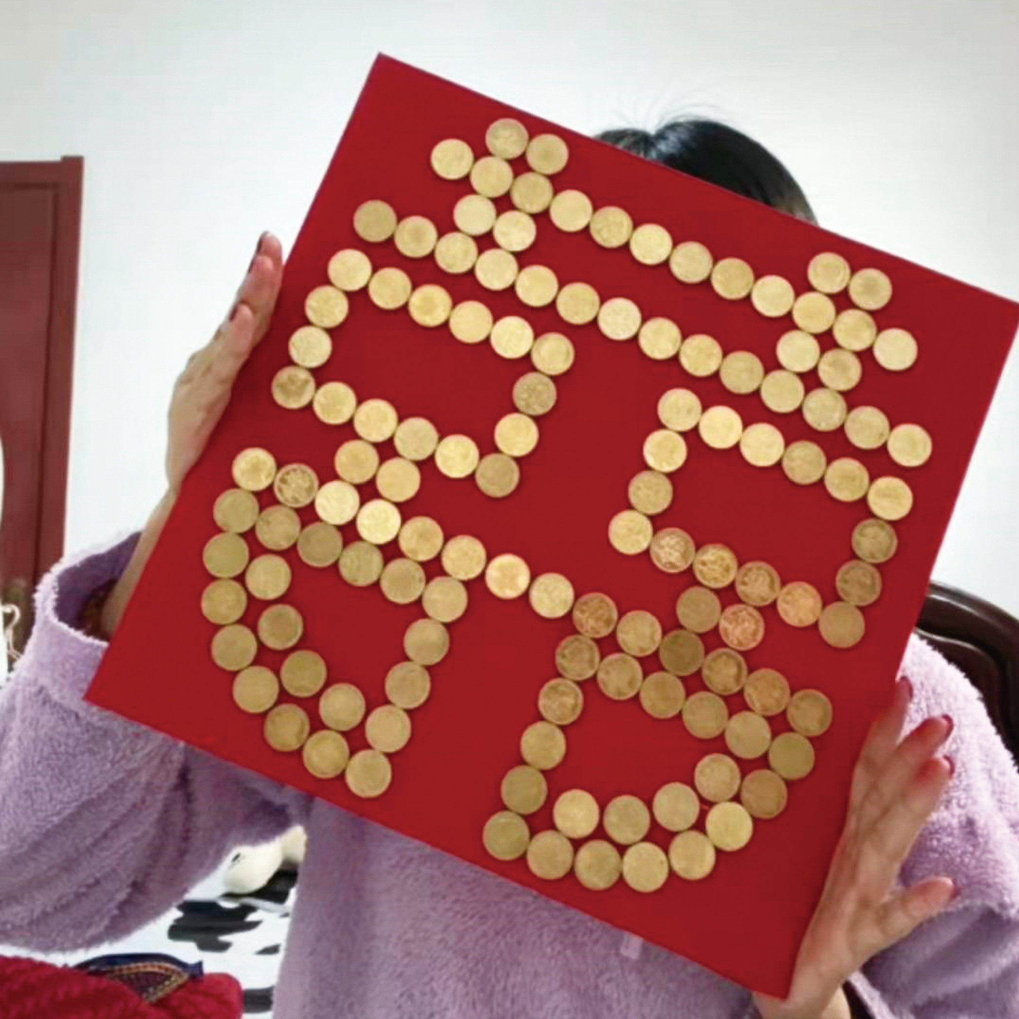 五角硬币喜字模板结婚压床喜新娘坐福字婚礼卧室摆件订制硬币拼字