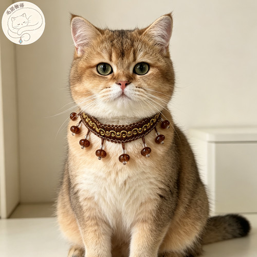 纯手工宠物猫狗项链 波西米亚风 复古宫廷吊坠项圈 长度可调节