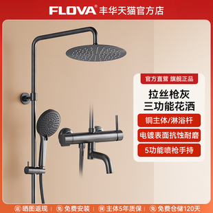 FLOVA丰华卫浴枪灰色淋浴花洒套装 淋浴器淋雨喷头挂墙式 沐浴明装