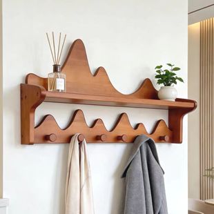 入户进门后玄关挂衣钩壁挂式实木置物架卧室墙上高级衣服挂架衣柜