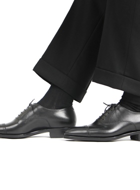 雅生AXEN手工固特异意大利Masoni黑色Box Calf布洛克雕花牛津鞋