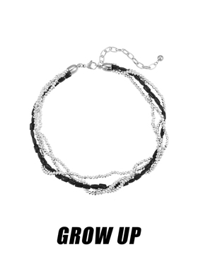 GROW UP双层缠绕满天星颈链2024秋冬新品黑色项链小众设计锁骨链