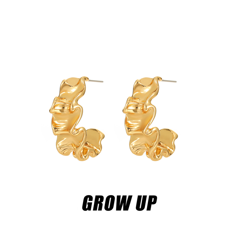 欧美褶皱液态金属风耳钉