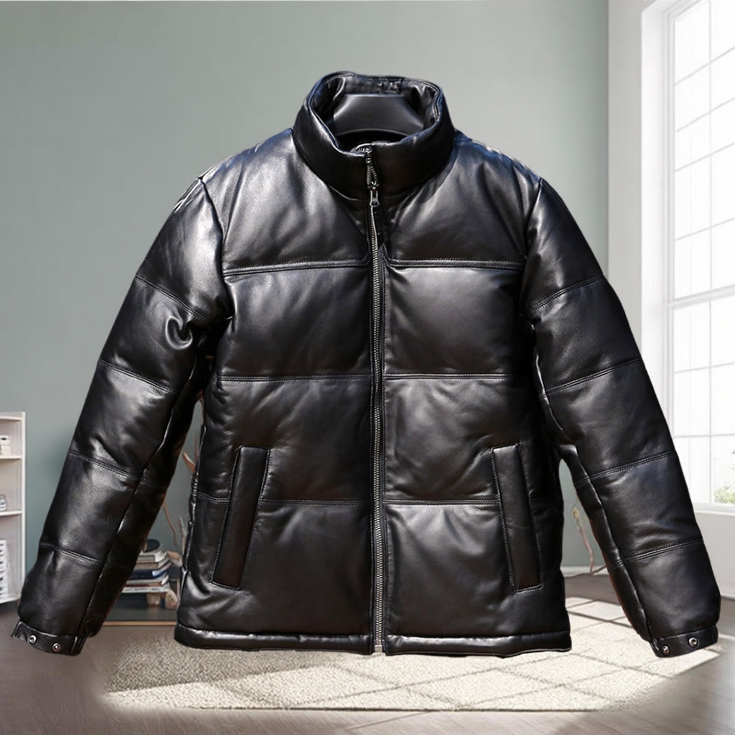 2025冬季男装休闲运动真皮羽绒服男式简单大气立领绵羊皮羽绒皮衣