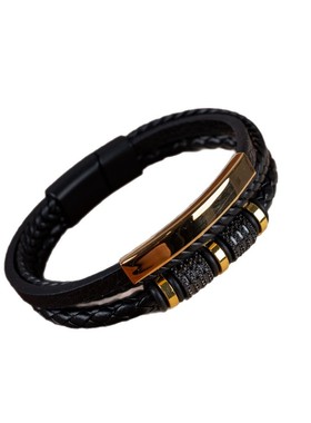 日常佩戴送礼皮革男士磁扣手链饰品批发手工编织不锈钢手链