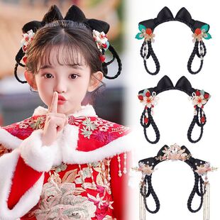 女童汉服假发古风一体式儿童假发包古装辫子发髻造型盘发新年头饰