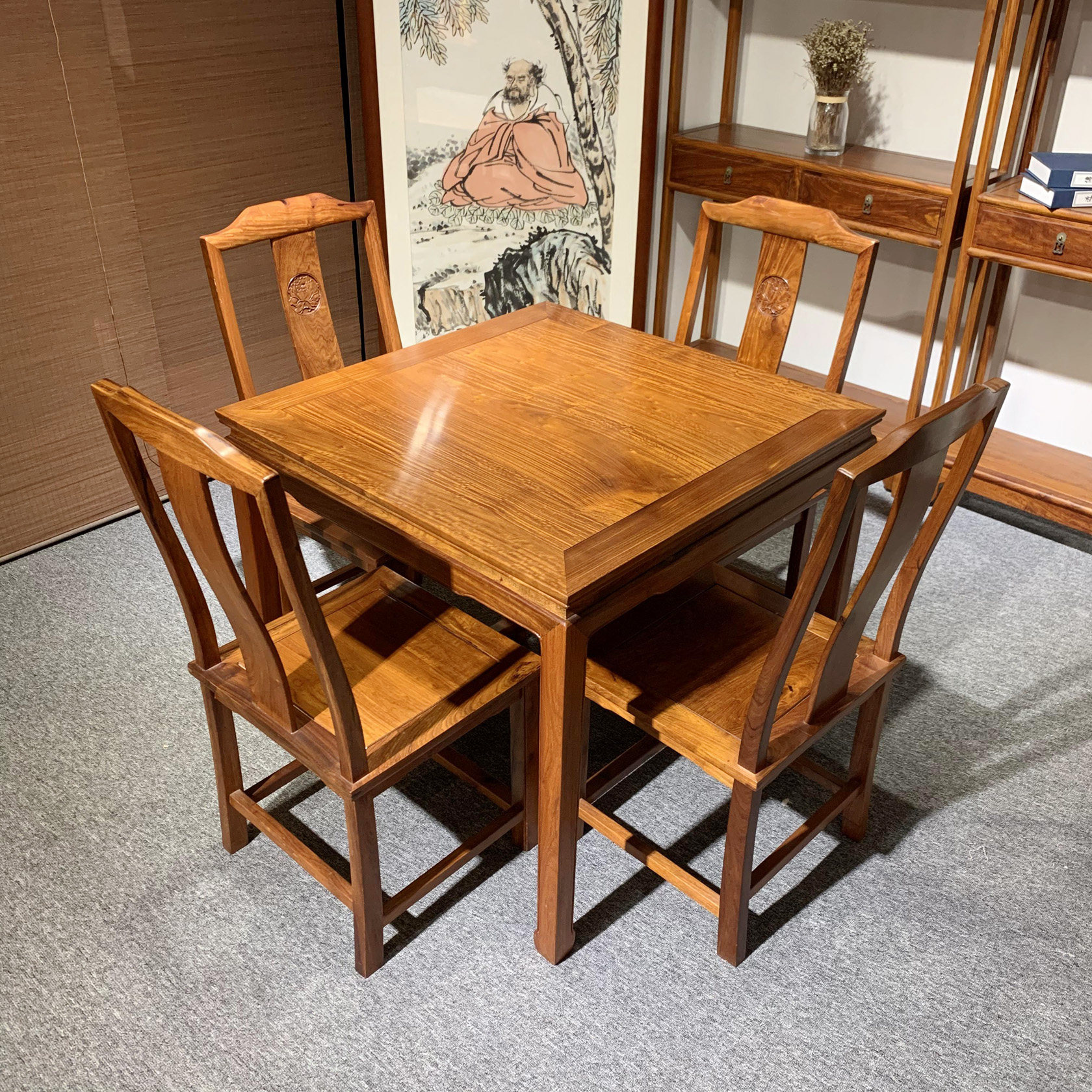 红木餐桌椅大果紫檀中式
